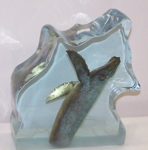 *WYLAND, ROBERT: "Breach", lucite and pewter sculpture, signed and numbered AP 15/50, approximate height 8 13/16", width 8 1/2".