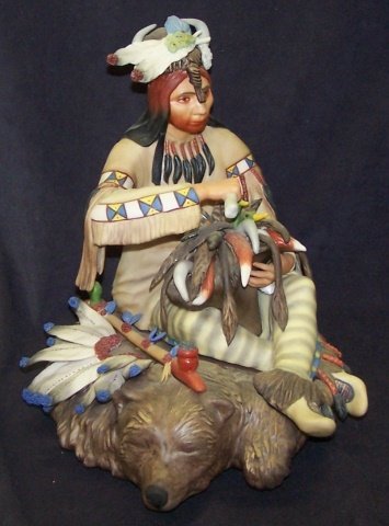 *CYBIS PORCELAIN FIGURE: "Beaver Head" medicine man #420, approximate height 10". D3