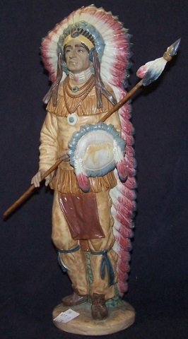 *LLADRO PORCELAIN FIGURE: American Indian with spear, from the American West Collection, #34, approximate figure height 15". D3