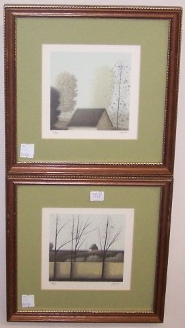 KIPNISS, ROBERT: (Born 1931 American) 2 framed colored lithographs, both signed in pencil lower right, each numbered from edition of 160 impressions, each by sight approximately 5" x 5", frames 10 1/2" x 10 1/2". D3