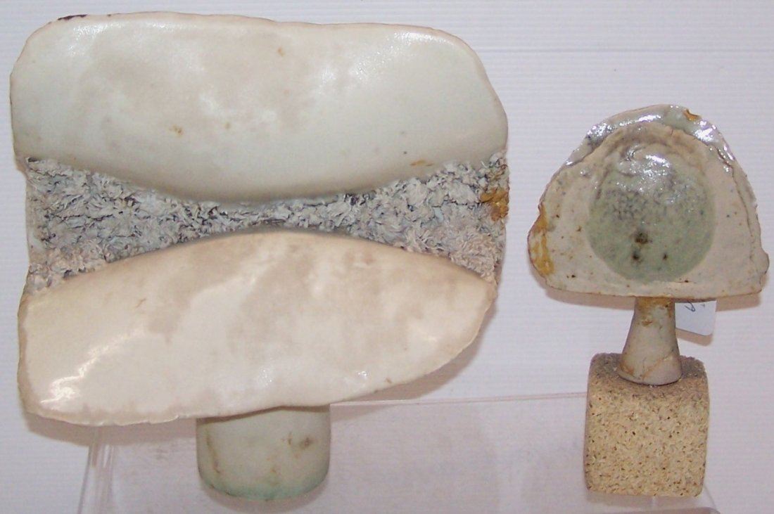 *DUCKWORTH, RUTH: 2 contemporary pottery sculptuers, larger one signed and dated '71, approximate height of tallest 9 1/8".