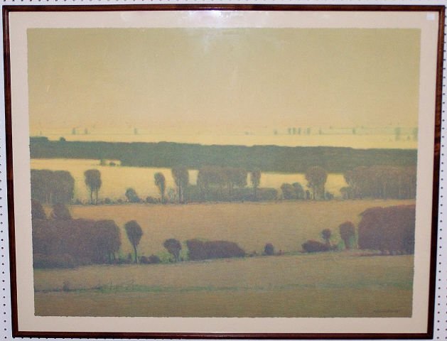 *CHATHAM, RUSSELL: "August", landscape, farmed lithograph, 144/275, approximate frame size 50" x 39 1/2".
