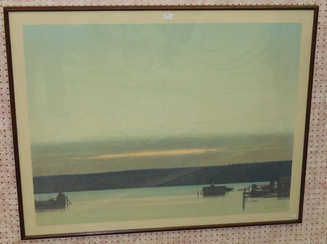 *CHATHAM, RUSSELL: "Harbor at Evening', framed lithograph #241/275, approximate frame size 50" x 39".