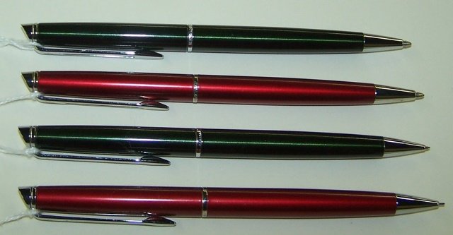 *2 WATERMAN PEN AND PENCIL SETS: Green and red.
