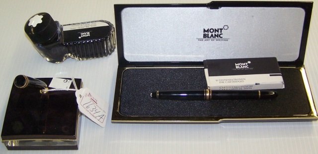 *MONT BLANC PEN: With ink cartridges, pen holder and bottle of ink, enclosed in original box.