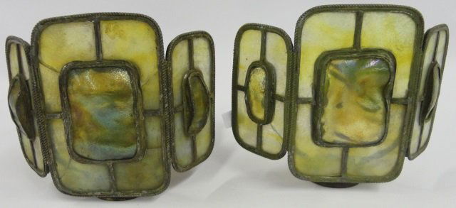*PAIR OF TIFFANY SHADES: Approximate height 6 3/4".