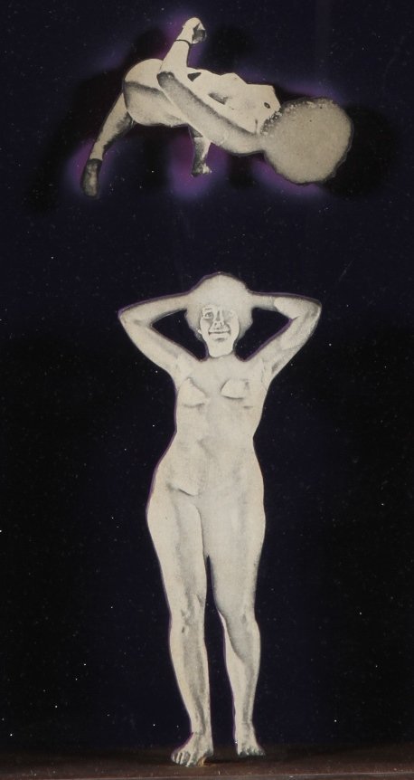 *MAHMOUD, BEN: 1935-2006 American) "Figures P18/N29", framed mixed media work consisting of lithograph on board with acrylic airbrushing, housed in a shadow box frame, signed and titled on verso and dated 1969, appr