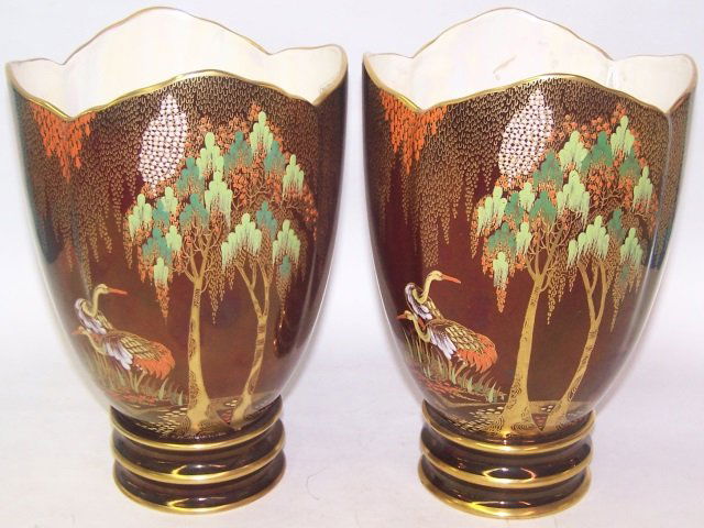 *PAIR OF CARLTON WARE VASES: "Rouge Royale", approximate height 8 1/2".