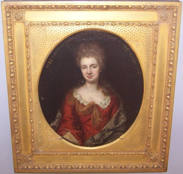 *COOPER: (18th C. English) "Lady? Mary Douglas, Countess of Buchan", framed oil on canvas, signed upper right, approximate image size 13" x 11", frame 17 1/4" x 15 1/4".