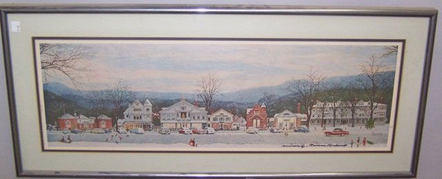 *ROCKWELL, NORMAN: "Main Street", framed graphic, signed lower right "Sincerely, Norman Rockwell", approximate frame size 14 3/4" x 34 1/2".