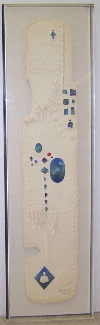 *LEBADANG, HOI: (Born 1922 French/Vietnamese) Large framed mixed media, signed lower right and numbered 107/200, approximate frame size 65 3/4" x 18 5/8".