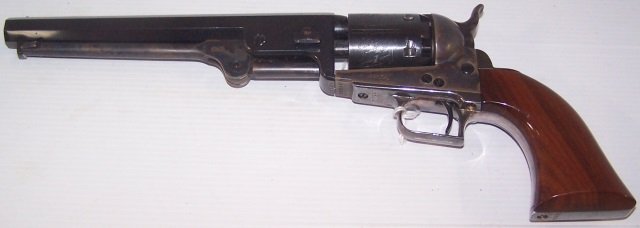*ITALIAN REPLICA COLT NAVY REVOLVER: S/N: 20526, .36 caliber black powder, 7 1/2" octagon barrel, blued finish, case colored with engraved cylinder.