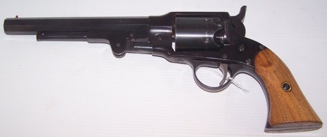 *ITALIAN EUROARMS REPLICA SNGL ACTN PRCSSN..: REVOLVER S/N: 02713, .44 caliber black powder, 7 1/2" octagon barrel, blued finish with smooth wood grips.