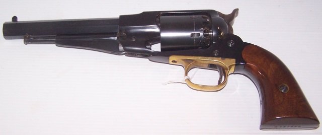 *F. LLIPIETTA REPLICA OF COLT SNGL ACTN REVOLVER: S/N: R337550, .36 caliber black powder, 6 1/2" octagon barrel, blued finish, brass trigger group, smooth walnut grips.