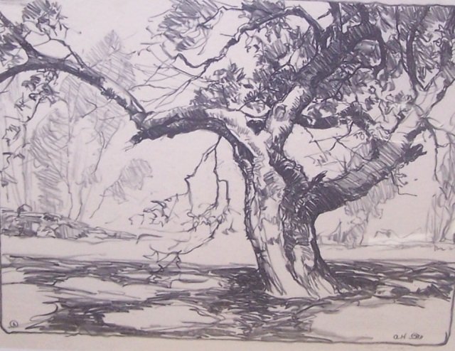 *HUTTY, ALFRED: (1877-1954 American) Landscape, unframed lithograph, signed in pencil lower right, approximate image size 9 1/2" x 12".