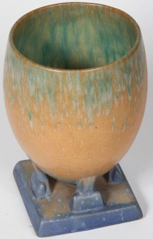 *ROSEVILLE ART POTTERY VASE: Futura "Ostrich Egg", black paper label on bottom, approximate height 7 1/2".
