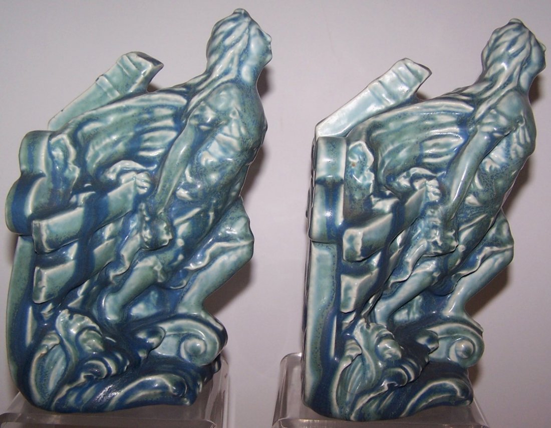 *PAIR OF ROOKWOOD ART POTTERY FIGURAL BOOKENDS (1 of 5)