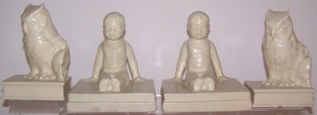 *2 PAIR OF ROOKWOOD ART POTTERY FIGURAL BOOKENDS (1 of 9)