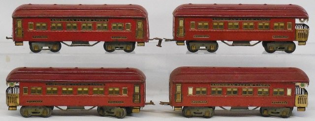 *4 AMERICAN FLYER STANDARD GAUGE COACH CARS: #4331 Pullman car, 3- # 4332 observation cars.