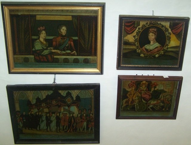 *4 FRAMED EARLY PRINTS ON GLASS (1 of 5)