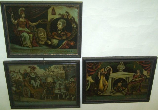 *3 FRAMED EARLY PRINTS ON GLASS (1 of 4)