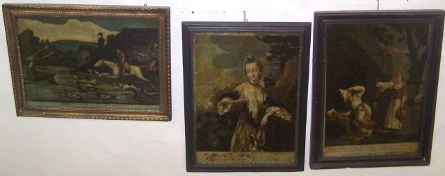 *3 FRAMED EARLY PRINTS ON GLASS (1 of 4)