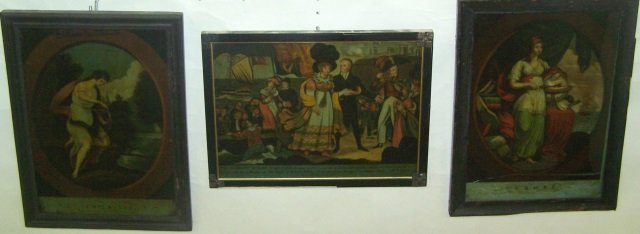 *3 FRAMED EARLY PRINTS ON GLASS (1 of 4)