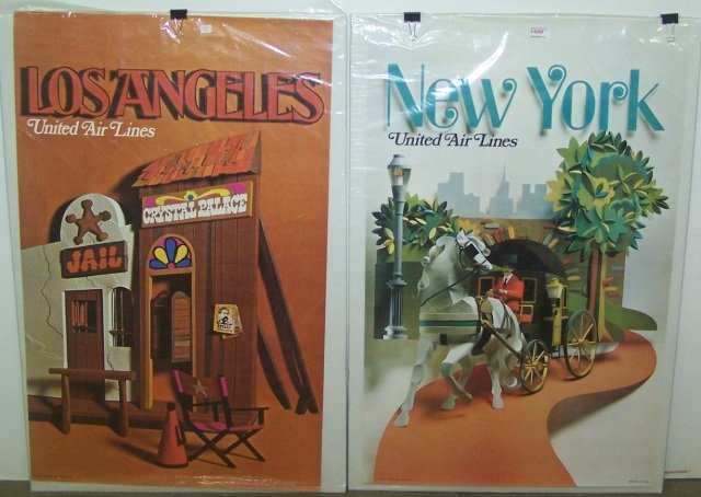 2 VINTAGE 1970S UNITED AIRLINES TRAVEL POSTERS (1 of 1)