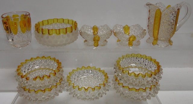 *10 PIECES OF AMBER AND CLEAR PATTERN GLASS (1 of 1)