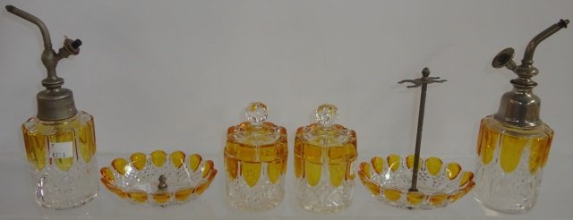 *6 PIECES OF AMBER AND CLEAR PATTERN GLASS (1 of 1)