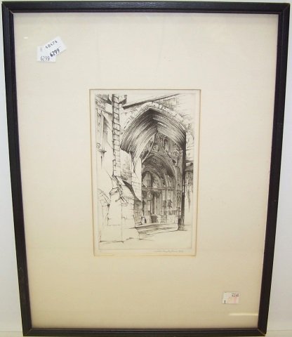 *ARMS, JOHN TAYLOR: "French Lace", framed etching, signed lower right, signed and dated 1949, approximate image size 8" x 4 9/16", frame 16 7/8" x 12 7/8".