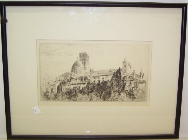 *ARMS, JOHN TAYLOR: "Angouleme", framed etching, approximate image size by sight 6 3/4" x 11 5/8", frame 14 3/4" x 18 3/4".