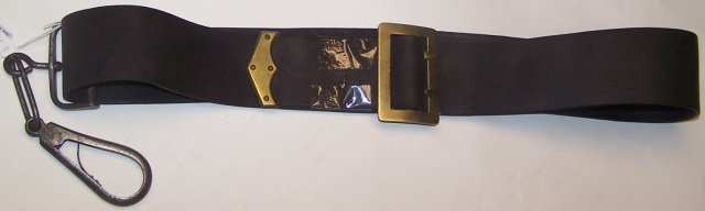 *CIVIL WAR U.S. ISSUED CARBINE SLING: With iron swivel, sling approximately 2 1/4" wide, buckle marked on back "U.S. T.J. Shepard", swivel stamped "Gaylord T.J. Shepard U.S."