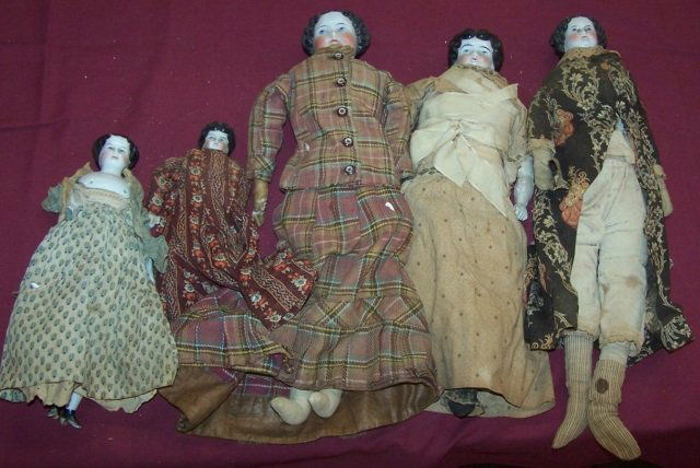 *FIVE CHINA HEAD DOLLS (1 of 3)