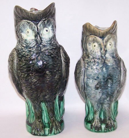 *2 FIGURAL MAJOLICA PITCHERS (1 of 4)