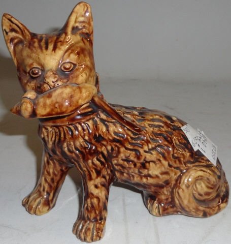 *BENNINGTON STYLE EARTHENWARE FIGURAL BANK (1 of 2)