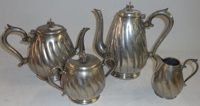 *19TH C. ENGLISH PEWTER COFFEE AND TEA SERVICE (1 of 5)