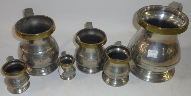 *SET OF 6 19TH C. ENGLISH PEWTER MEASURES (1 of 9)