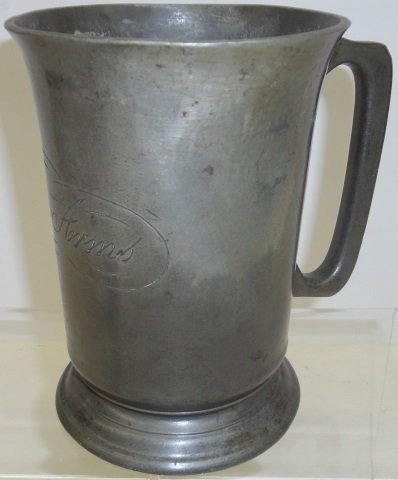 *19TH C. PEWTER 1 QUART TANKARD (1 of 4)