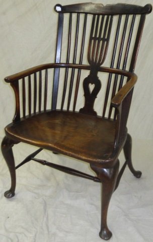*QUEEN ANNE STYLE OAK WINDSOR CHAIR (1 of 7)
