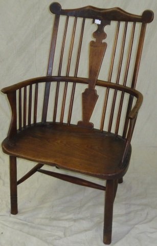 *19TH C. OAK WINDSOR ARMCHAIR (1 of 6)