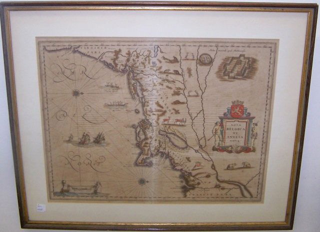 *ANTIQUARIAN 17TH C. HANDCOLORED ENGRAVED MAP (1 of 5)