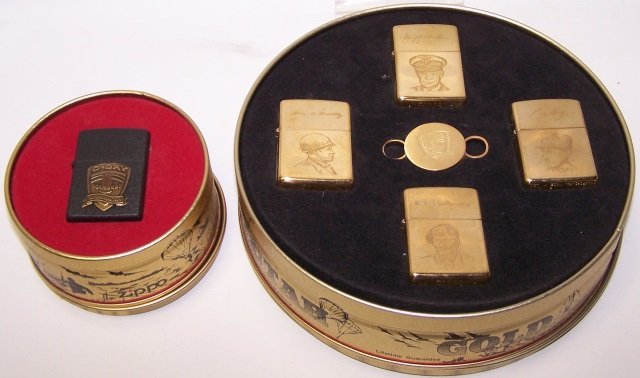 *5 ZIPPO LIGHTERS: D-Day Normandy: Allied Heroes collector's edition, in fitted tin, and D-Day Normandy, fitted in tin, all with seals.
