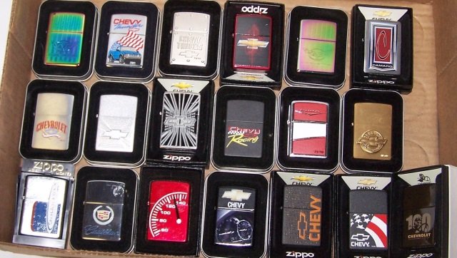*19 ZIPPO LIGHTERS: Car and truck companies, Chevrolet, Corvette, Chevy trucks, etc.