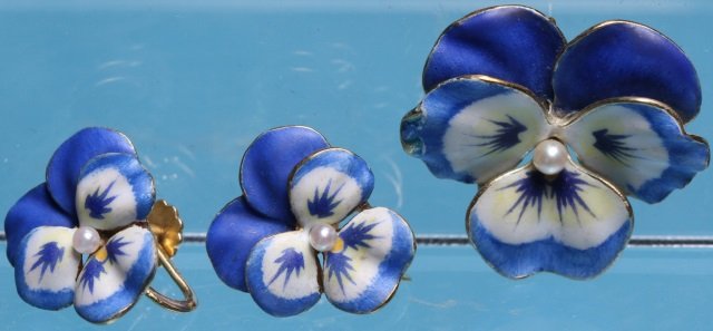 *14K YELLOW GOLD AND ENAMELED 3-PIECE SET (1 of 1)