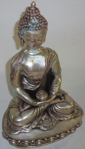 *ASIAN SILVERPLATE SEATED BUDDHA FIGURE (1 of 4)