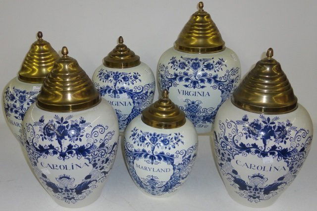 *6 DELFT PORCELAIN CANISTERS (1 of 3)