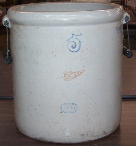 *RED WING 5-GALLON CROCK: With bale handles.