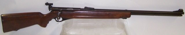 *MOSSBERG MODEL 46B-B BOLT ACTION RIFLE: No S/N, .22 caliber, 26" barrel, blued finish, smooth wood stock, has Mossberg peep sight installed, model S-130, receiver drilled and tapped for peep sight, has tube magazine under barrel (Waiting Pe