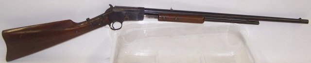 *MARLIN MODEL 18 SLIDE ACTION REVOLVER: No S/N, .22 caliber, 20" barrel, blued finish, with straight walnut stock (Waiting Period: 24 hours or Curio license).